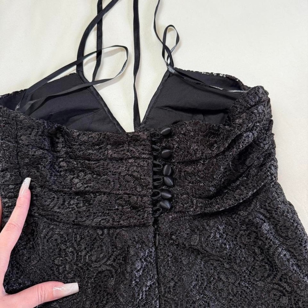 Betsey Johnson black lace halter dress size 2 - Picture 6 of 6